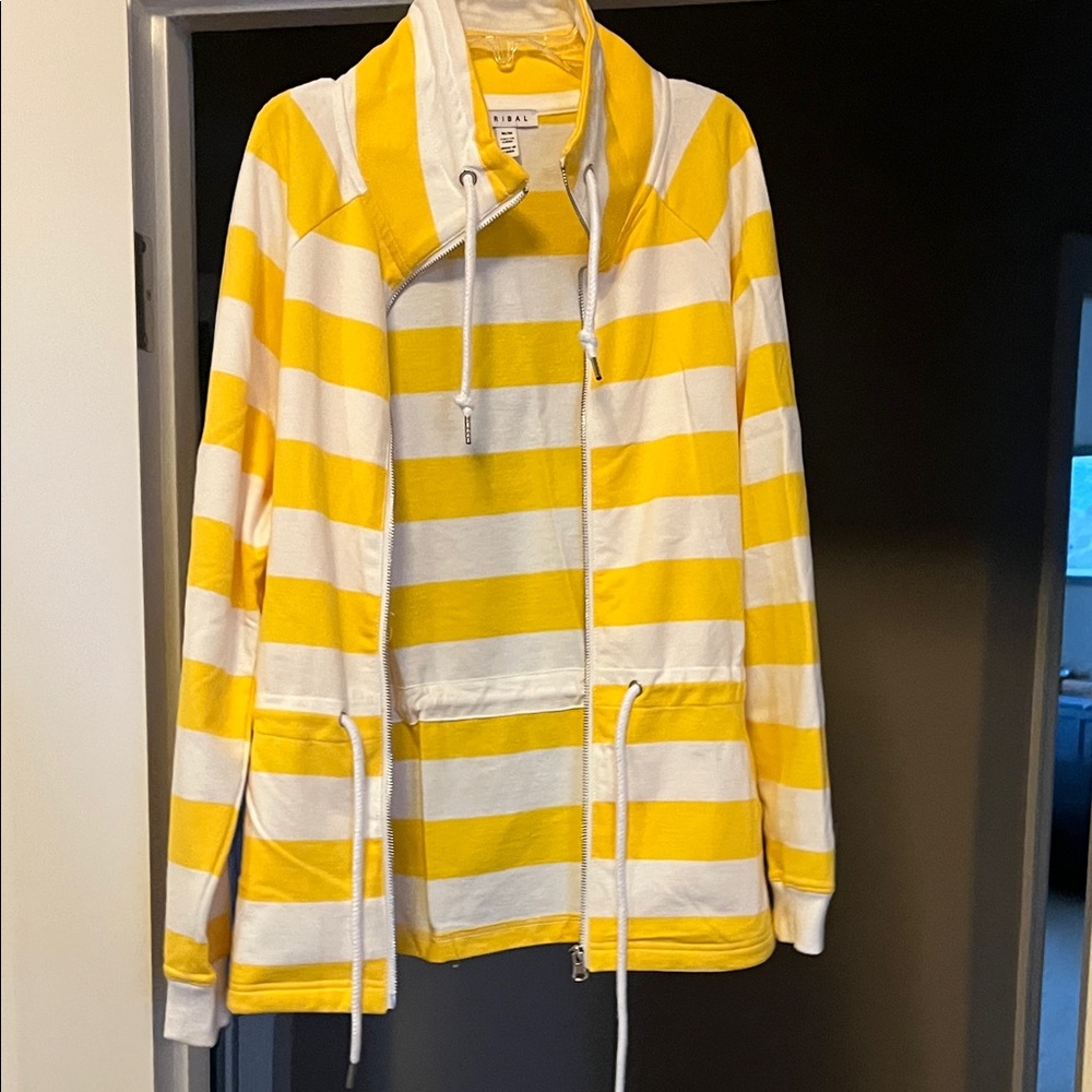 Tribal Yellow and White Cotton  Striped Jacket